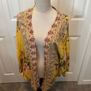 Angie size S Yellow Floral Open-Front Women's Top